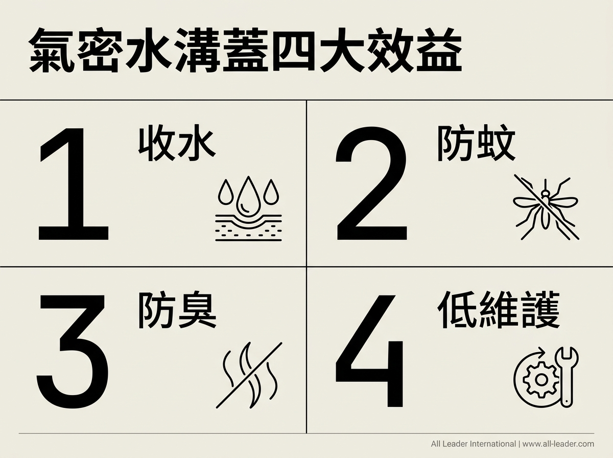 防蚊防臭氣密水溝蓋兼顧收水、防蚊、防臭與長期低維護