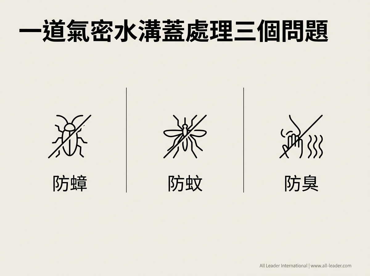 防蟑氣密水溝蓋一次處理蟑螂、病媒蚊與臭氣三個排水衛生問題