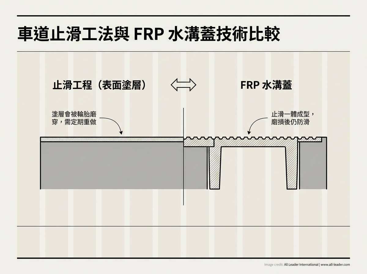 FRP 一體成型止滑與表面止滑塗層的差異