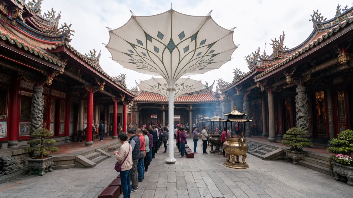 廟宇與拜拜場所的遮陽解方：可收合的智慧遮陽傘